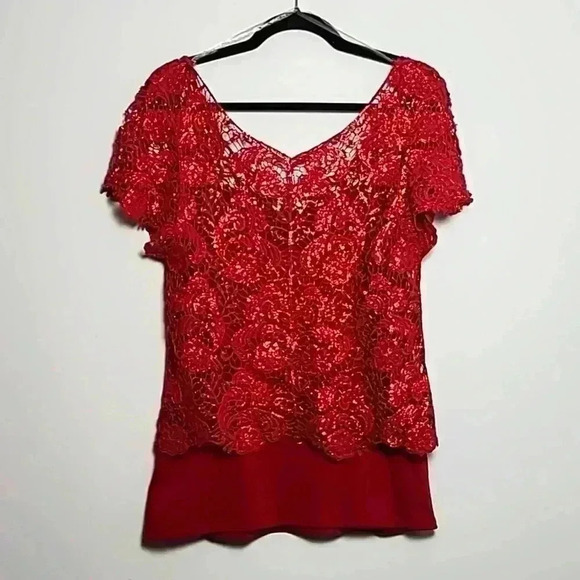 HEARTSOUL 2 piece Red Lace Top And Red Tank Top Size Large - Picture 8 of 8